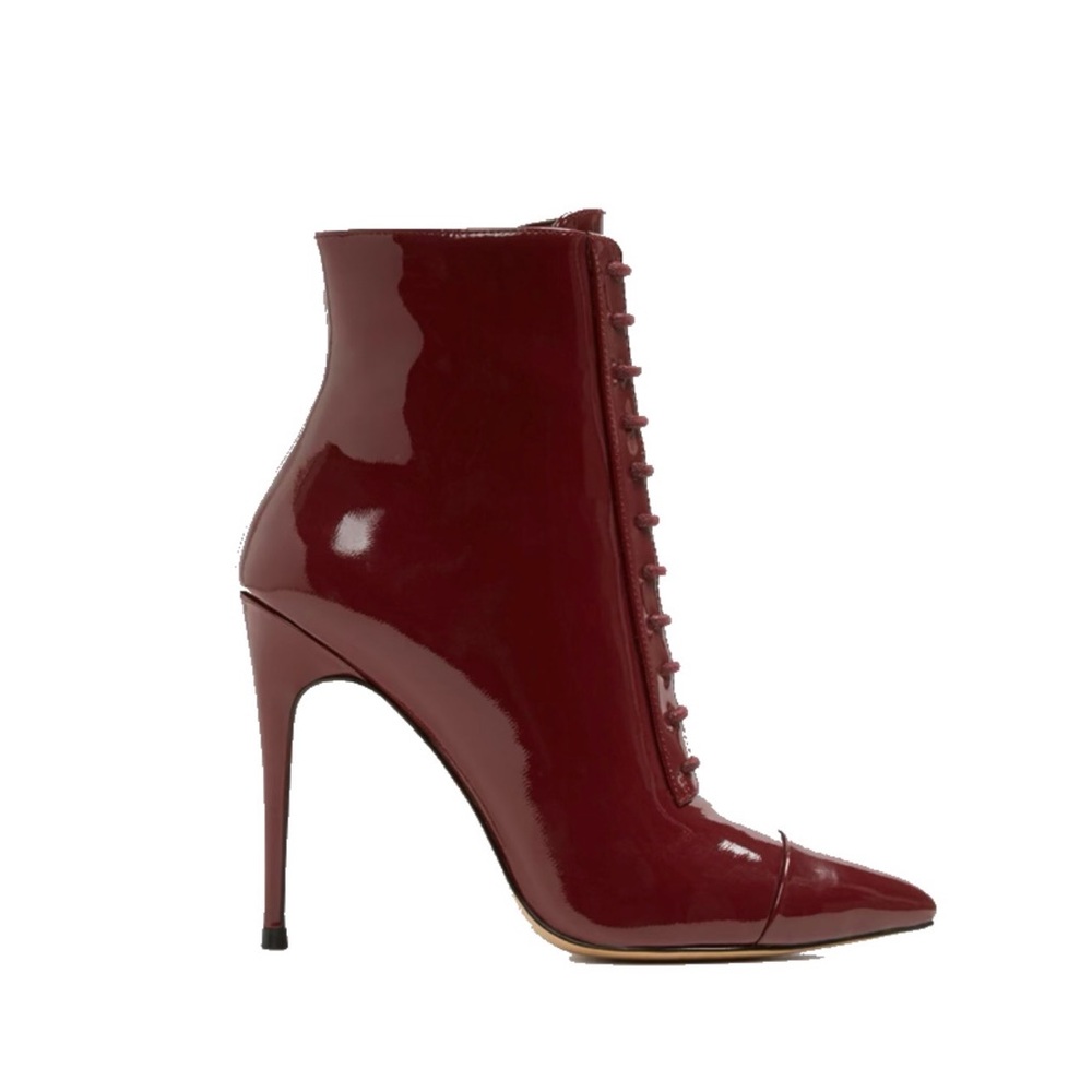 Aldo Glossy Burgundy Heeled Boots